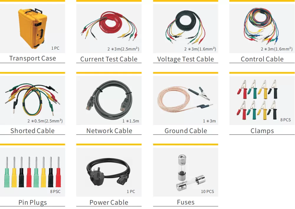 Accessories of PRE 661 6 Current and 6 Voltage Relay Test System Accessories of PRE 661 6 Current and 6 Voltage Relay Test System