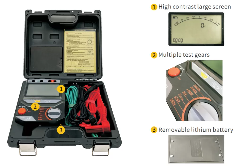 Features of D1103 5kV Utility Insulation Resistance Tester